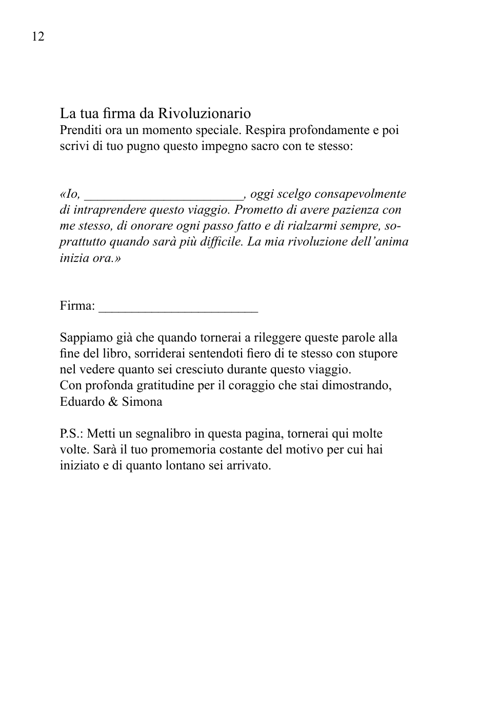 Pagina 12 del libro: La tua firma da Rivoluzionario